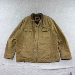 Levis Field Jacket Mens XXL Tan Cotton Canvas Quilted Utility Workwear Coat